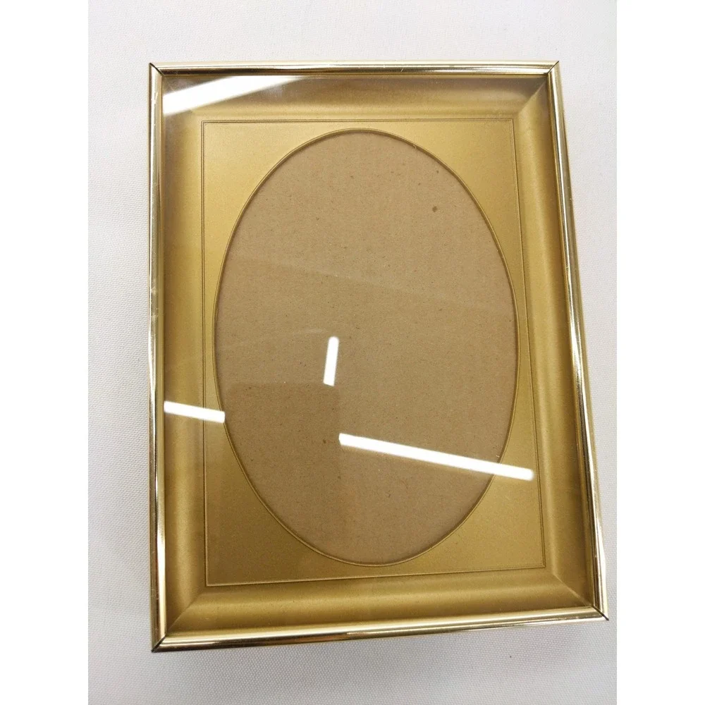 Vintage Picture Frame Gold Tone Metal Oval Mat 5x7 8x6 Rectangular Tabletop Wall